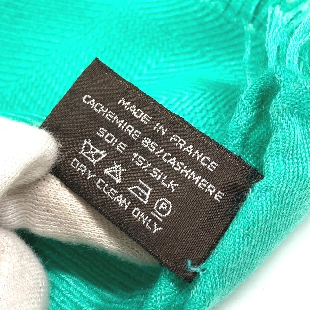 HERMES New Libris Shawl, Fringe Scarf, Cashmere, Silk, Men's & Women's, Green - Picture 12 of 14